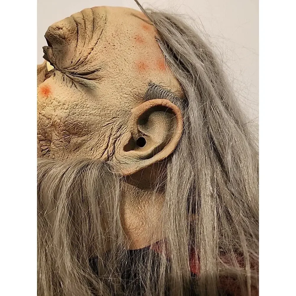 TROLL MASK 1996 Vintage LONG HAIR & BEARD LOTR Old Man PAPER MAGIC GROUP Prop